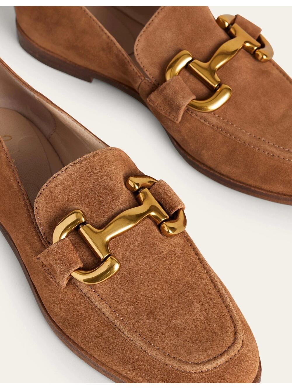 NEW Anthropologie Bibi Lou Zagreb Loafers Suede Tan Leather Gold Horsebit 40